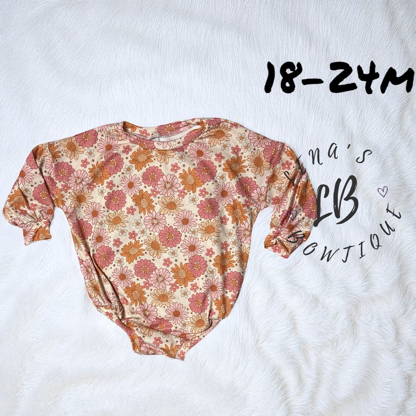 18/24m Sweater Romper-Tan Floral