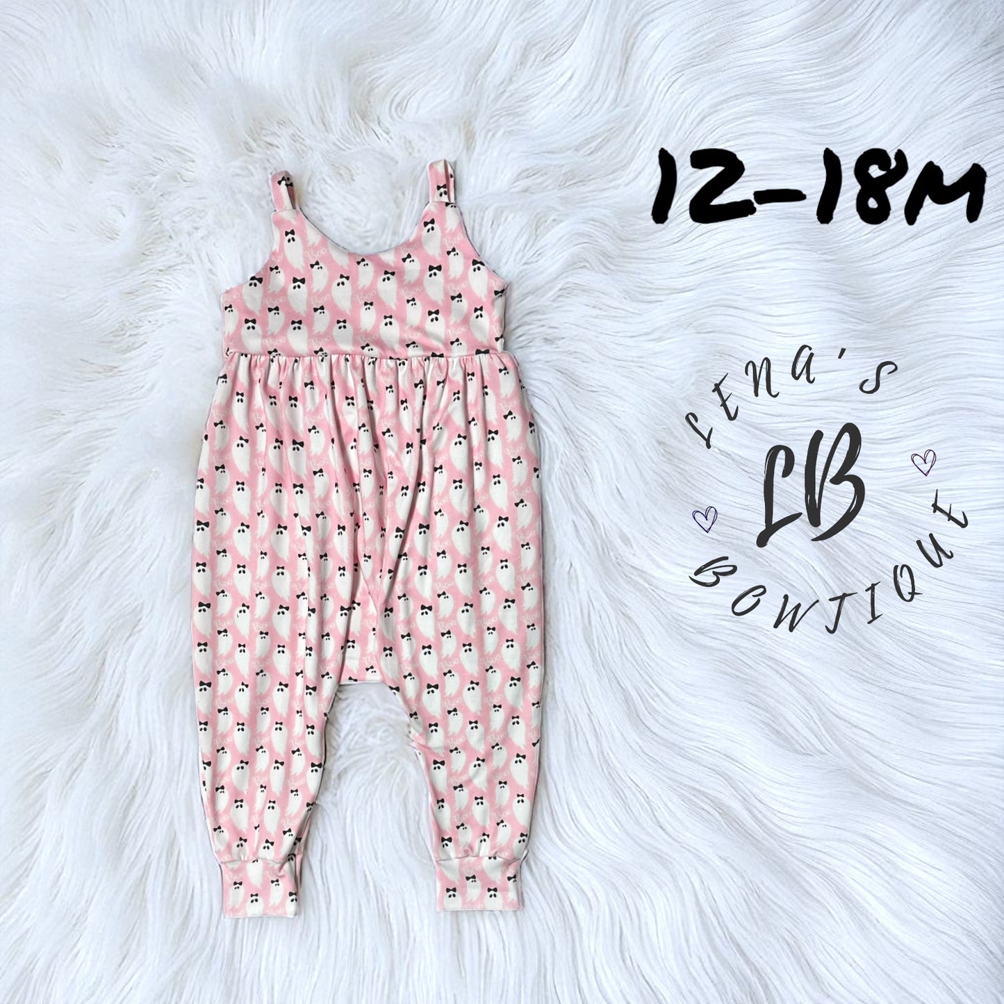 12-18m Strappy Romper Pink Ghost