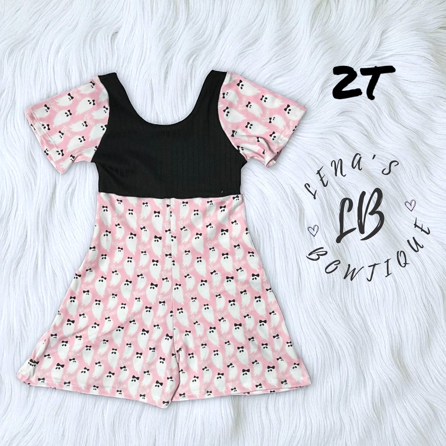 2T Petal Short Romper Pink Ghost