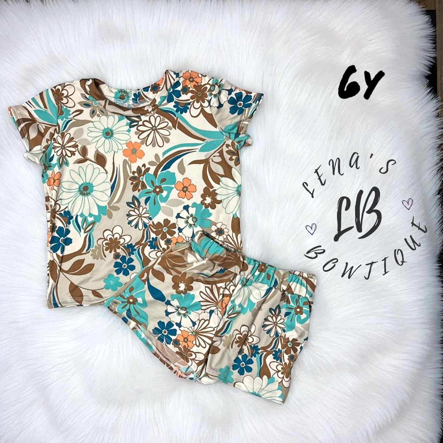 6y Coral Pocket Set- Floral