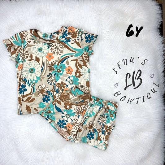 6y Coral Pocket Set- Floral