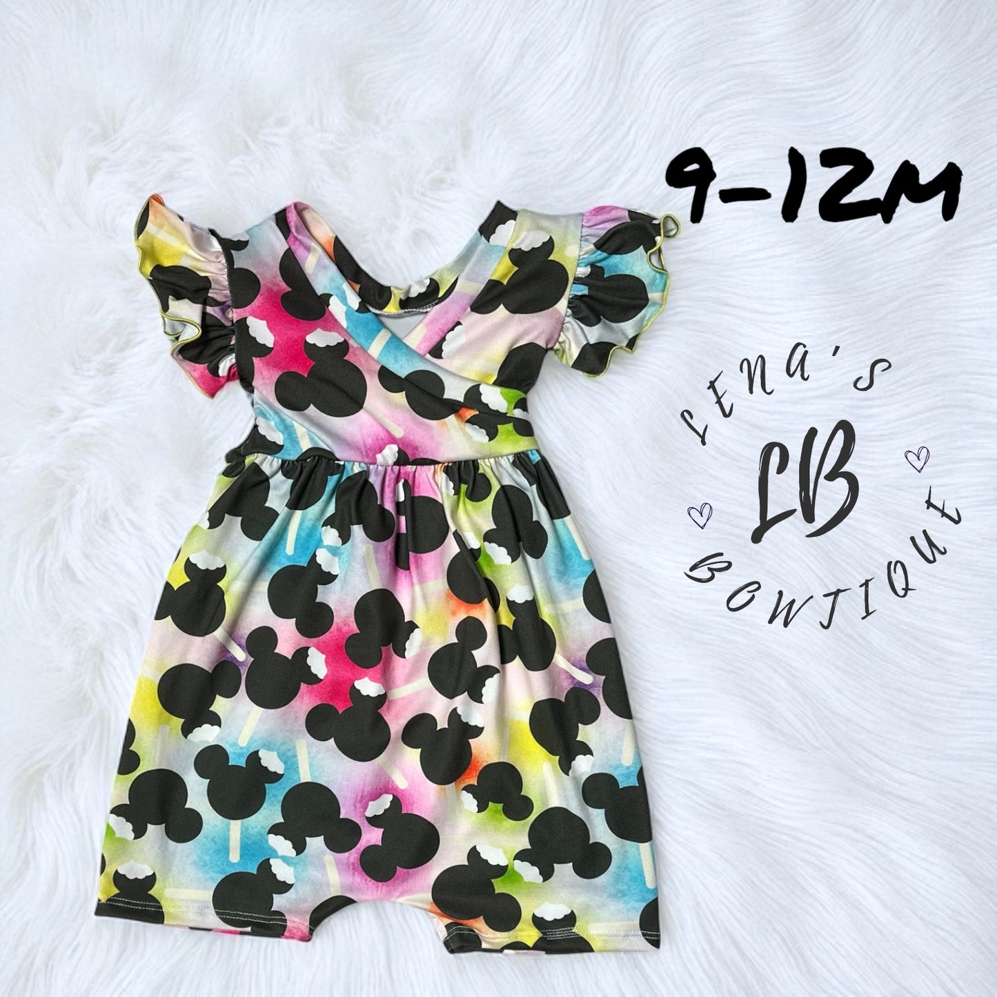 9-12m Magnolia Short Romper Mickey Pop