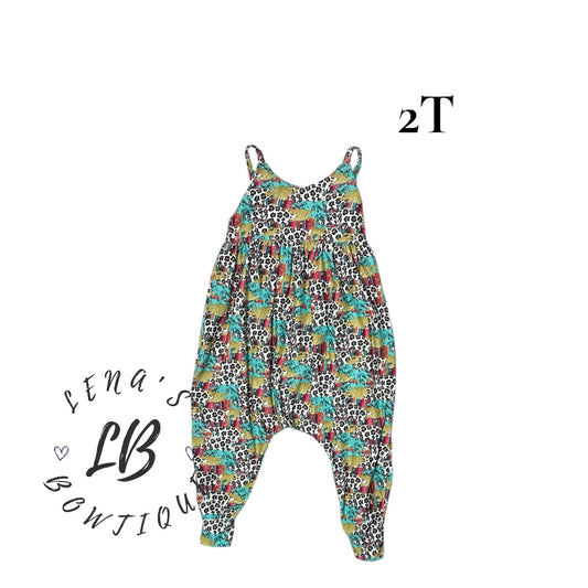 2T Strappy Romper-Animal