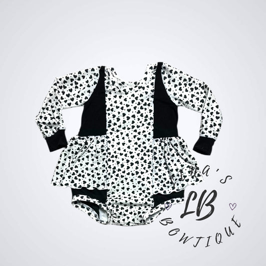 18-24m Violet Romper-Hearts Blk