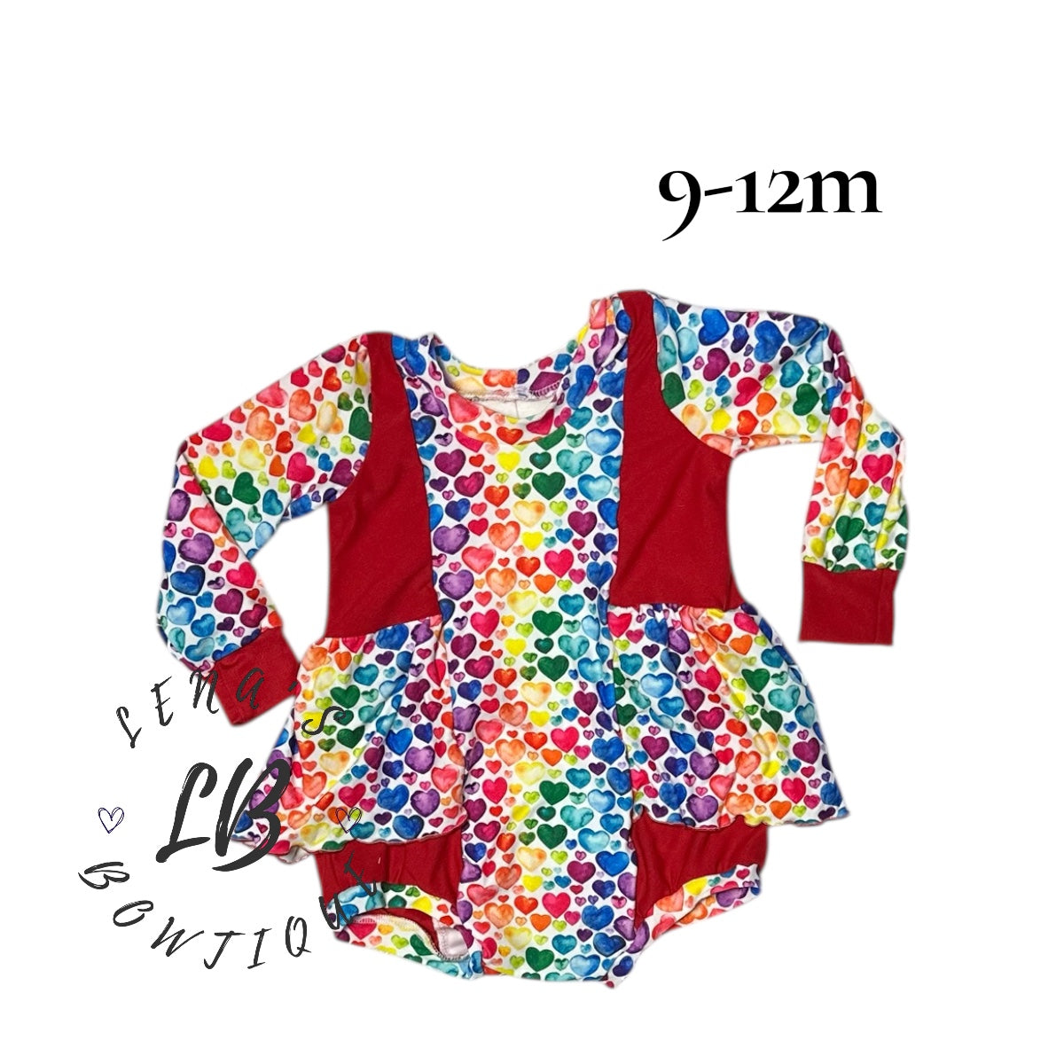 9-12m Violet Romper-Hearts