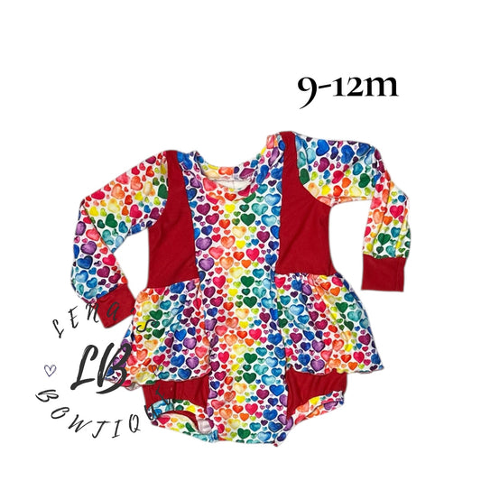 9-12m Violet Romper-Hearts